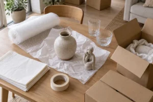 Chuẩn bị vật liệu đóng gói bình gốm và đồ thủy tinh khi chuyển nhà