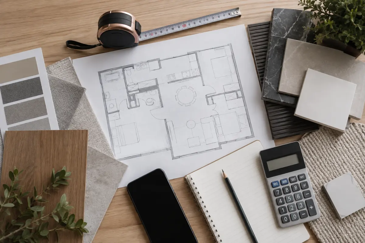 Bản đo kích thước và mẫu vật liệu trước khi chọn đồ decor