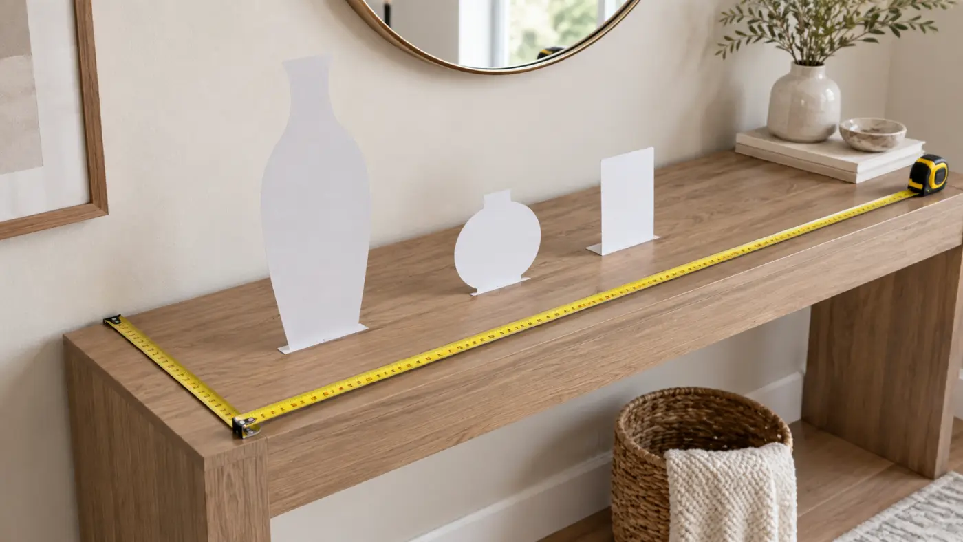 Đo chiều rộng và chiều sâu console bằng thước trước khi chọn đồ
