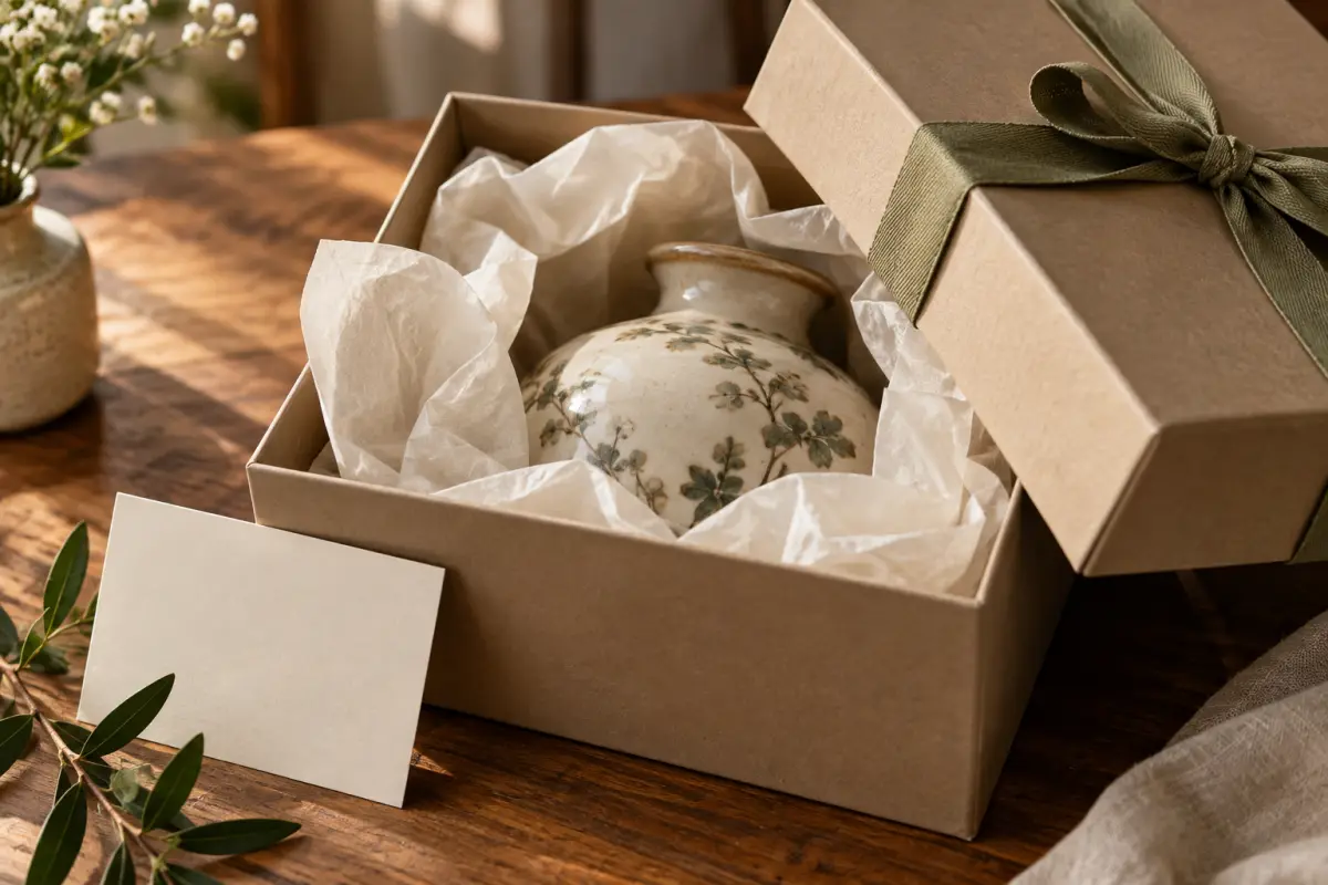 Hộp quà có lớp đệm bảo vệ vật trang trí dễ vỡ