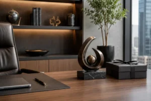 Quà decor trang trọng cho sếp nam đặt trong phòng làm việc hiện đại