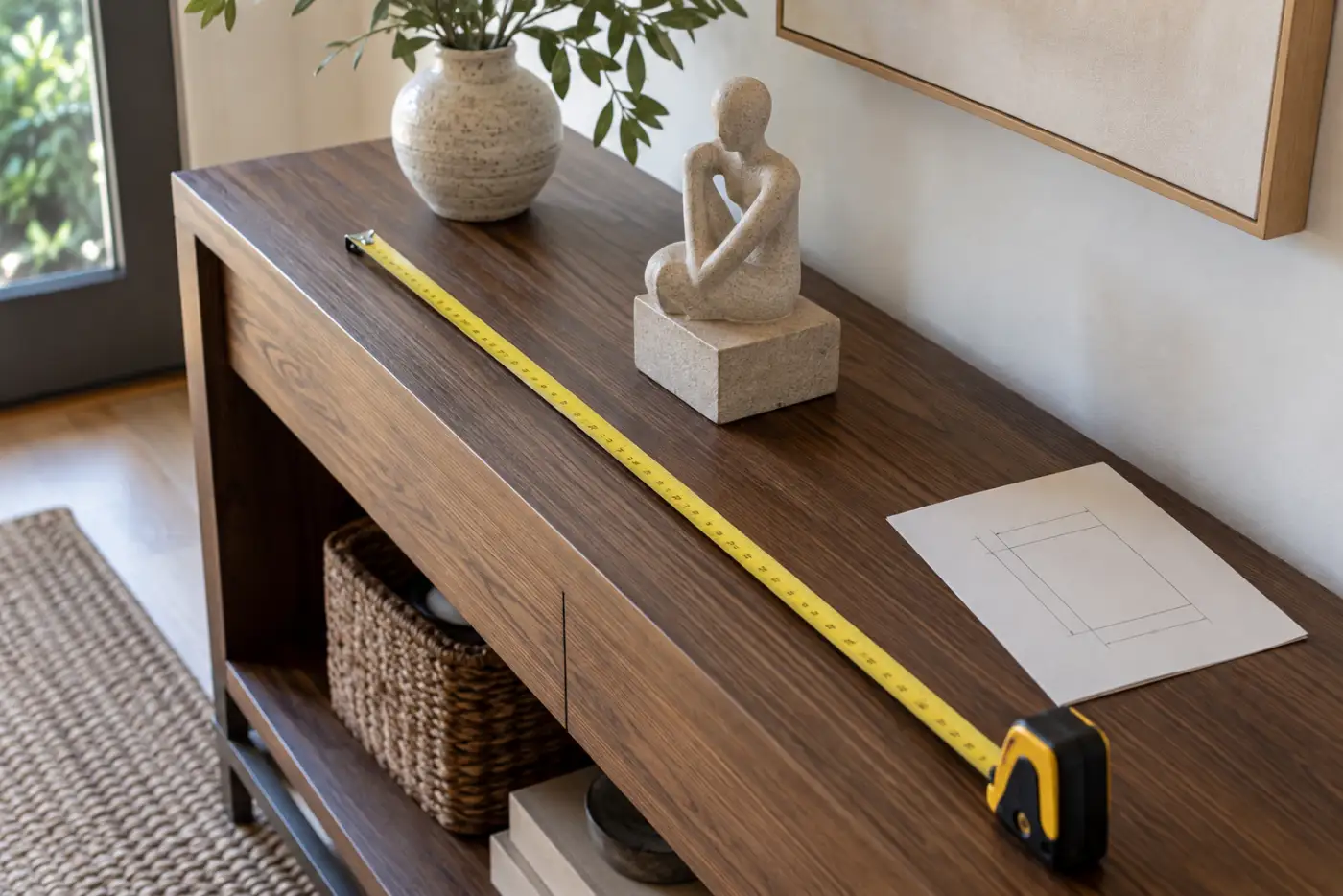 Đo chiều dài và chiều sâu bàn console trước khi chọn tượng